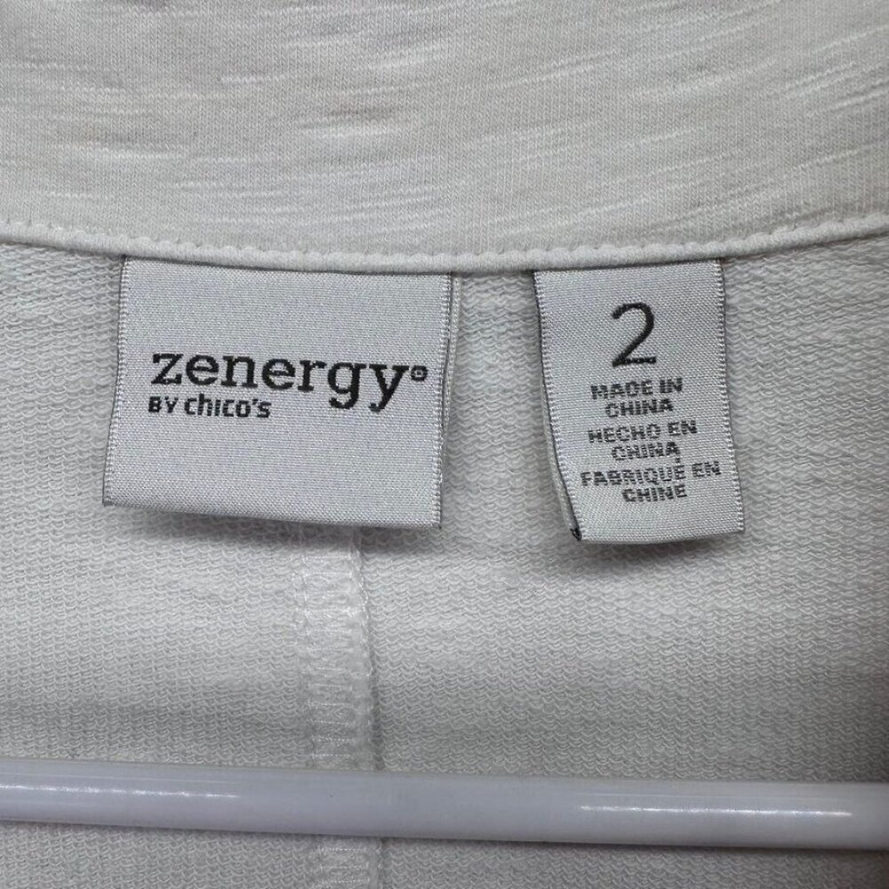 Chicos Zenergy Jacket Womens Large White Windbreaker Full Zip Cut Out Lace - Picture 5 of 10